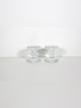 Pair of Iittala Festivo One Ring Glass Candle Holders by Timo Sarpaneva